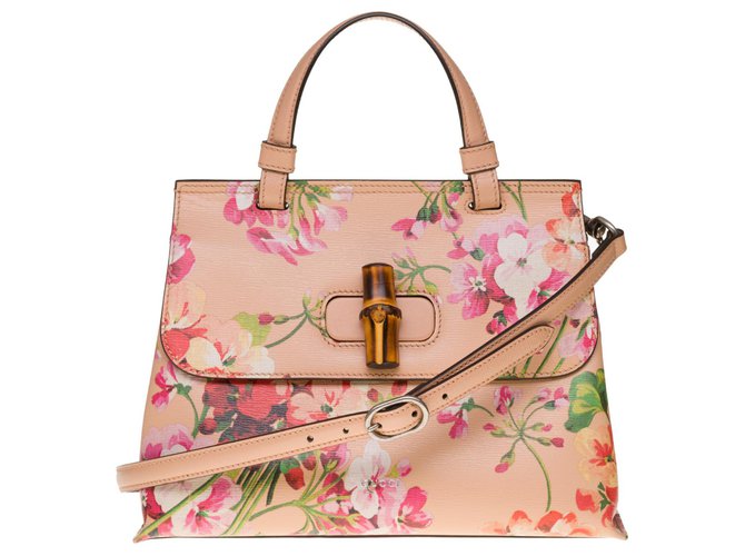 New / GUCCI Bamboo Daily Bloom shoulder bag Pink Leather  ref.304992