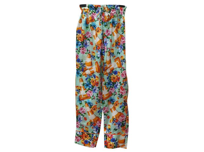 Pantaloni moschino fantasia floreale Multicolore Seta Cotone  ref.305017