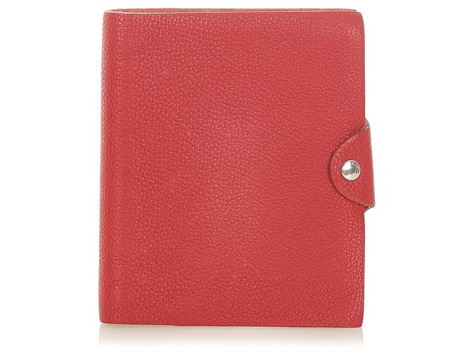 Hermès Hermes Red Ulysse PM Agenda Cover Leather Pony-style calfskin  ref.305058
