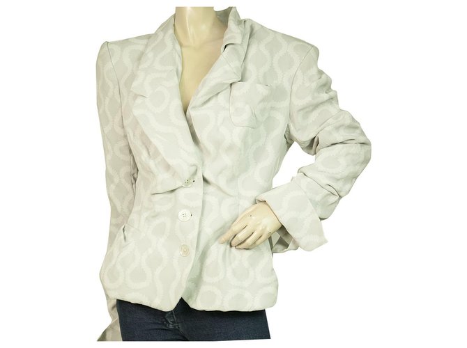 Vivienne Westwood Alcoholic Gray Ruched Silk Blazer Button Jacket size UK 14 Grey Elastane  ref.305237