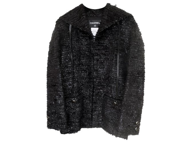 Chanel Nuova giacca in pelliccia sintetica Blu navy Tela  ref.305421
