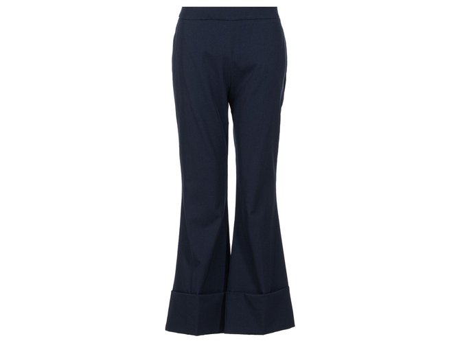 Stella Mc Cartney Pantalones con dobladillo corto Negro Lana  ref.305435