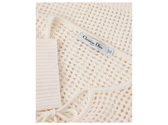 Dior Suéter de tricô Branco Linho  ref.305477