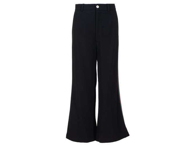 Gucci Pantaloni con banda laterale Nero Viscosa ref.305498 - Joli Closet