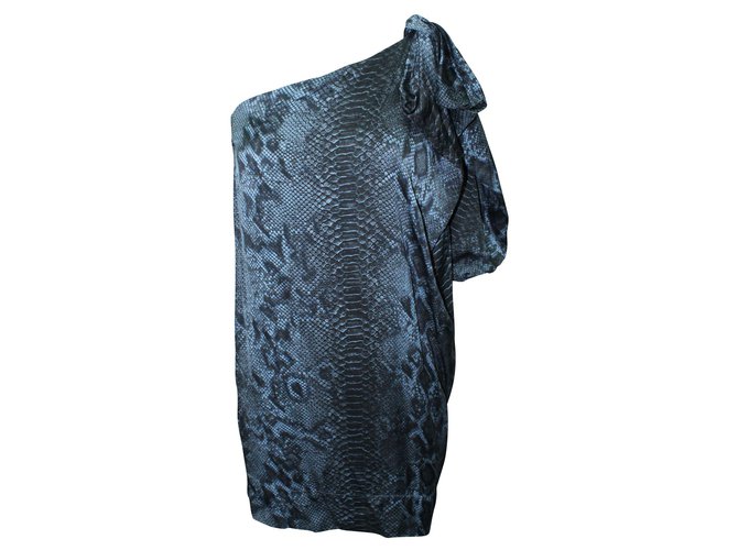 Stella Mc Cartney One-Shoulder-Kleid mit Schlangenhaut-Print Seide  ref.305521