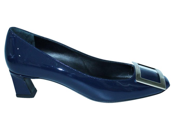 Roger Vivier Belle Vivier Patent-leather Pumps Blue Navy blue  ref.305591