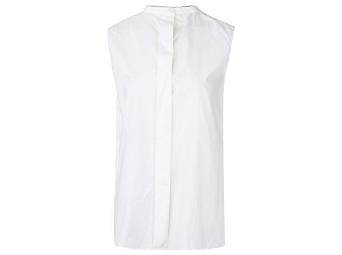 Hermès High Neck Sleeveless Top White Silk  ref.305603
