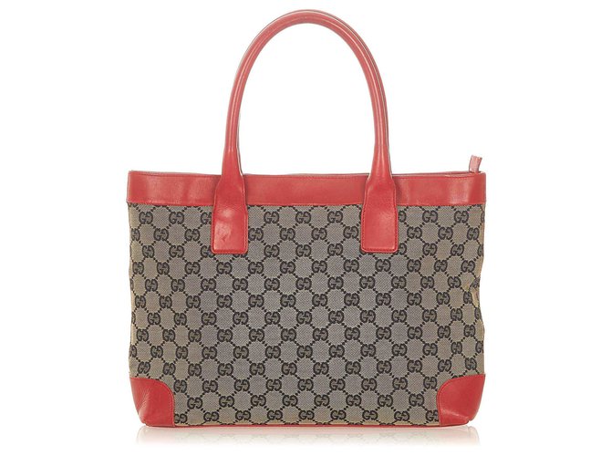 gucci red canvas tote