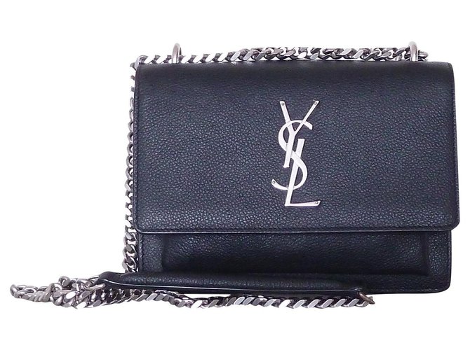 SAINT LAURENT YSL Sunset Small bag Black Leather  ref.305907