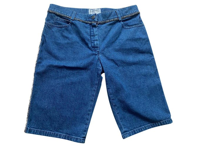 Chanel Shorts Blue Cotton Elastane  ref.306103
