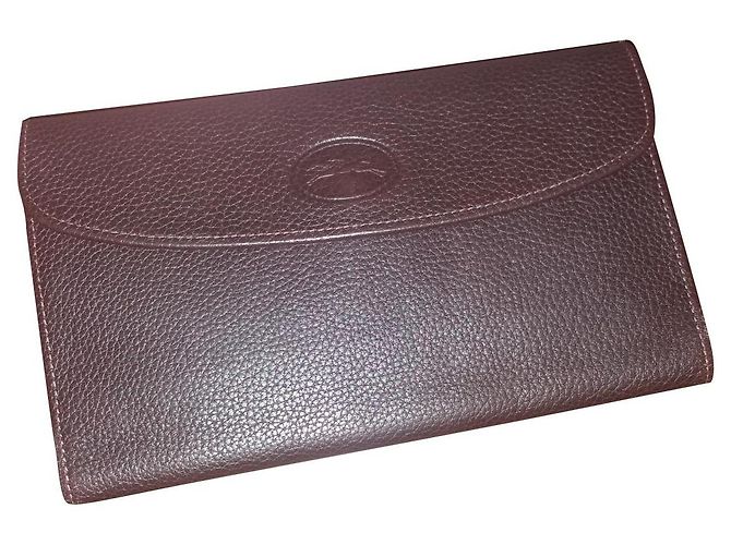 Cartera Longchamp Marrón Oscuro Piel de Cordero