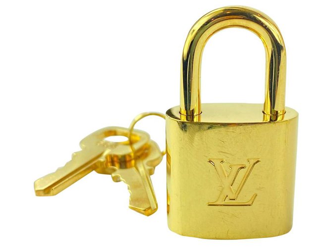 Louis Vuitton Or #664 Ensemble de cadenas et de clés Cadena Lock Kit complet Or blanc  ref.306199