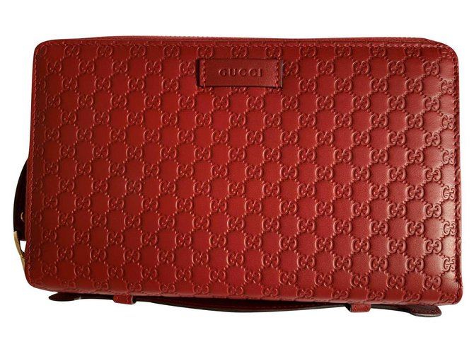 Guccissima travel pouch wallet Red Leather  ref.306379