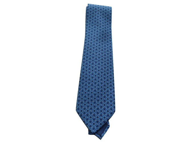 Hermès Hermes Krawatte, neu mit seiner Box Blau Seide  ref.306397
