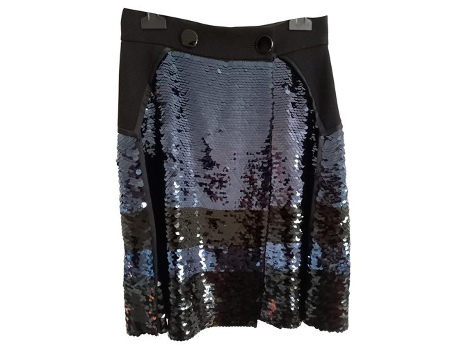 Louis Vuitton Skirts Black Blue Silk  ref.306405