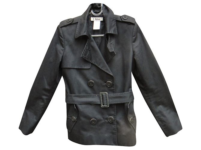 Gabardina de algodón negra Chloé Negro