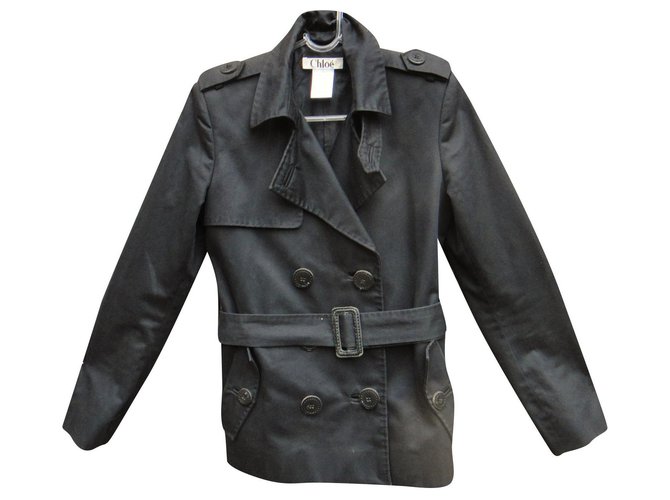 Chloé Trench coats Black Cotton  ref.306539