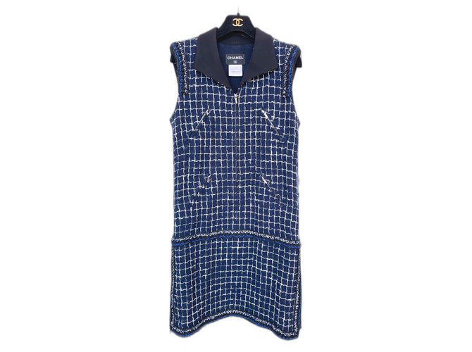 Chanel 8,7K$ Lesage Tweed Dress Navy blue  ref.306546