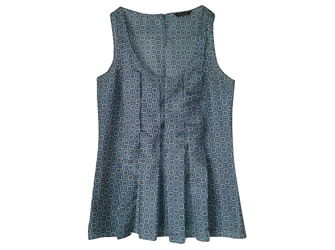 Top in seta blu Massimo Dutti Taglia 36