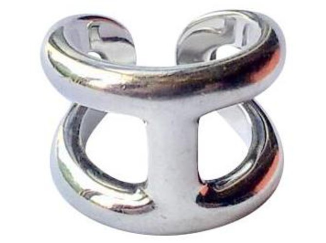 Hermès Osmosis ring Silvery Silver  ref.306569