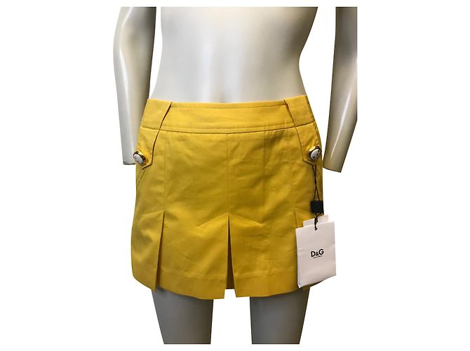 Falda corta de algodón amarilla Dolce & Gabbana Amarillo 