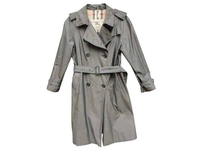 Burberry women's trench coat 42 Grey Cotton  ref.306646