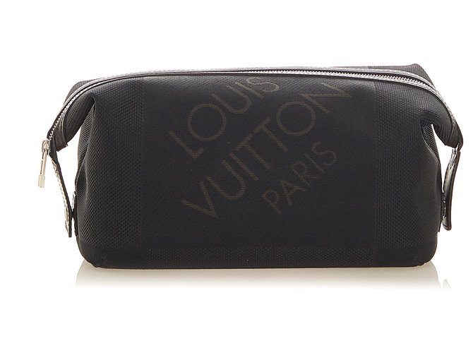 Bolsa de higiene pessoal Louis Vuitton Black Damier Geant Albatross Preto Lona  ref.306765