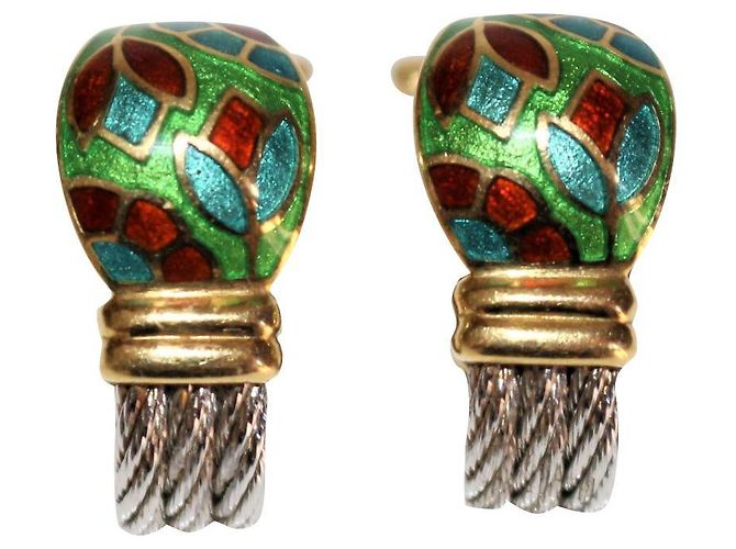 Orecchini a clip Fred Force 10 in oro giallo e acciaio Argento