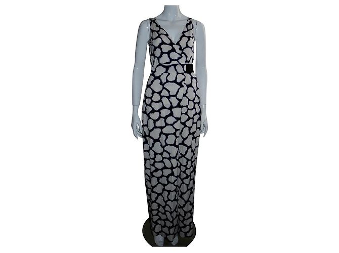 Diane Von Furstenberg Dvf Marlene vestido largo de seda con estampado shibori Blanco Azul