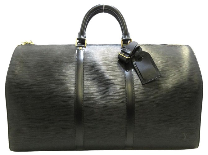 Louis Vuitton Keepall 50 Negro Cuero  ref.306965