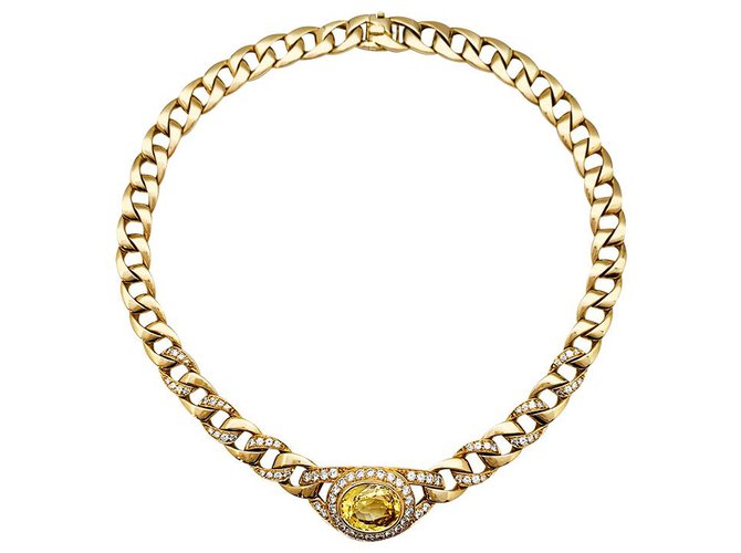 Cartier necklace in yellow gold, diamonds and yellow sapphire.  ref.307042