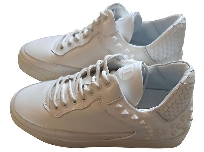 Autre Marque Leandro Lopes Ledersneaker Weiß Python Details
