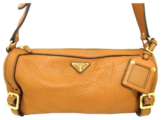 Prada Orange Vitello Leather Shoulder Bag Pony-style calfskin  -  Joli Closet