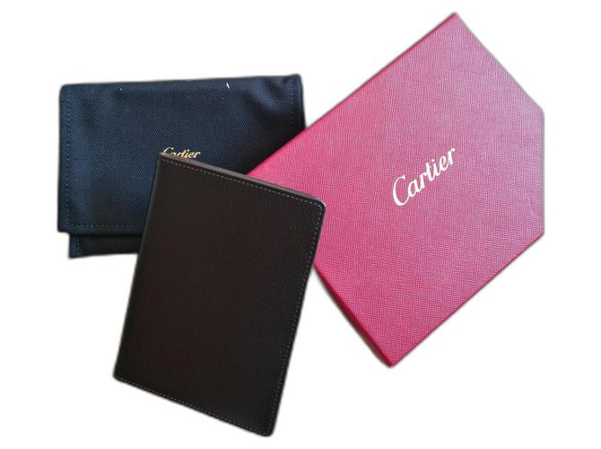 Portador de passaporte Cartier CRM00491 Preto Pele de cordeiro  ref.307561