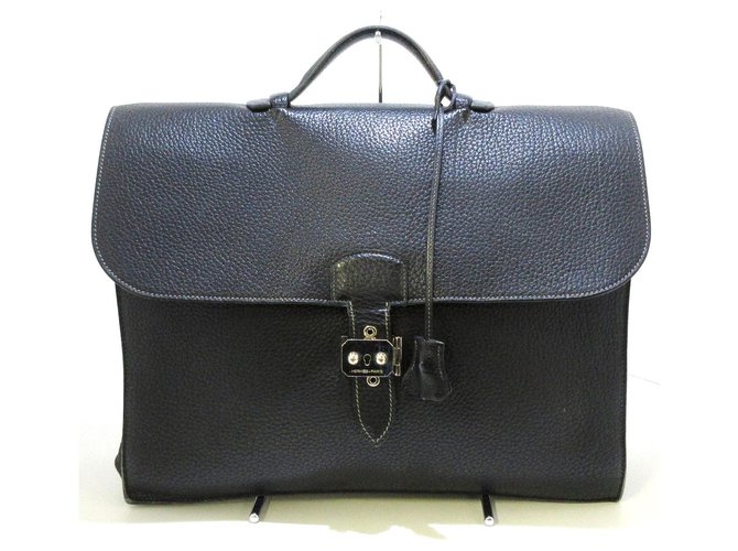 Hermès Briefcase Preto Couro  ref.307594