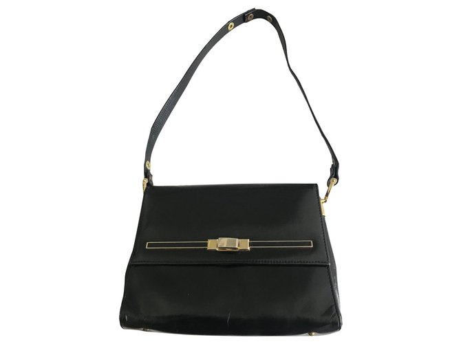 Vintage 1960s Black Leather Bag  ref.307700