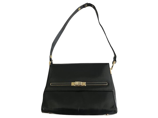 Vintage 1960s Schwarze Ledertasche