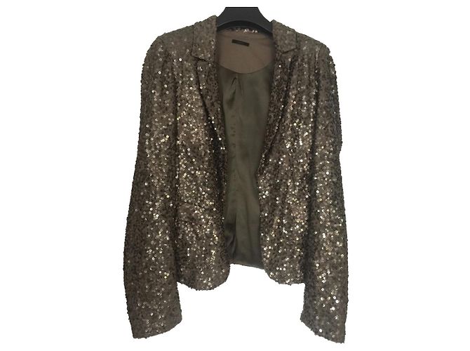 Ikks Blazer Jacket Khaki Sequin Metallic
