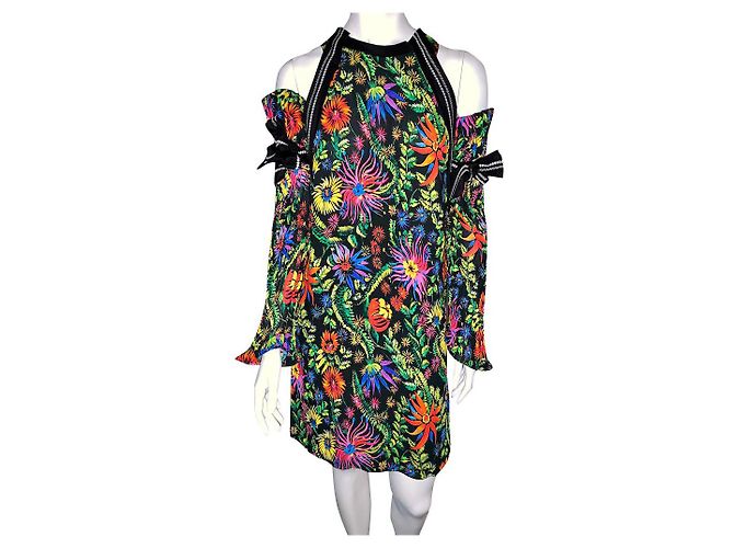 Abito floreale 3.1 Phillip Lim a maniche lunghe con spalle scoperte Multicolore