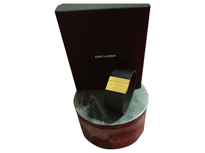 Yves Saint Laurent BRACCIALE ID SAINT LAURENT IN PELLE E METALLO Nero