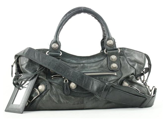 Balenciaga Black Leather Giant City 2way Bag with Strap  ref.307817