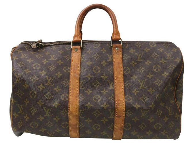 Louis Vuitton Monogram Keepall 45 Duffle Bag Carry On Leather Metal  ref.307833