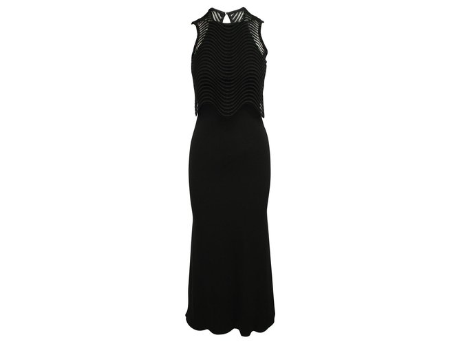 Badgley Mischka Long Black Evening Dress Polyester  ref.307903