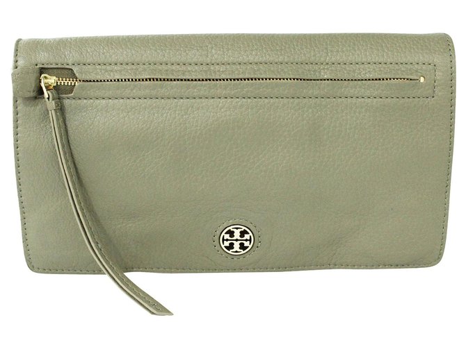 Tory Burch Brody Convertible Clutch in Porcini Grey Leather  -  Joli Closet