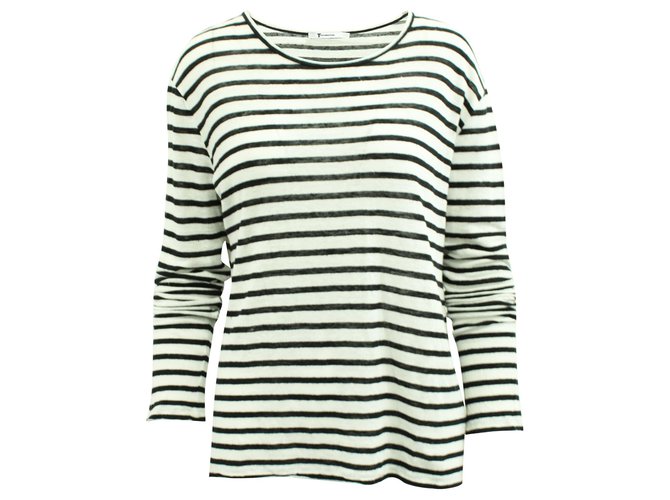 T By Alexander Wang Striped sweater Black Linen  ref.307924