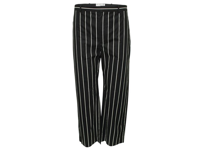 Balenciaga Black and White Striped Cotton Pants  ref.307992