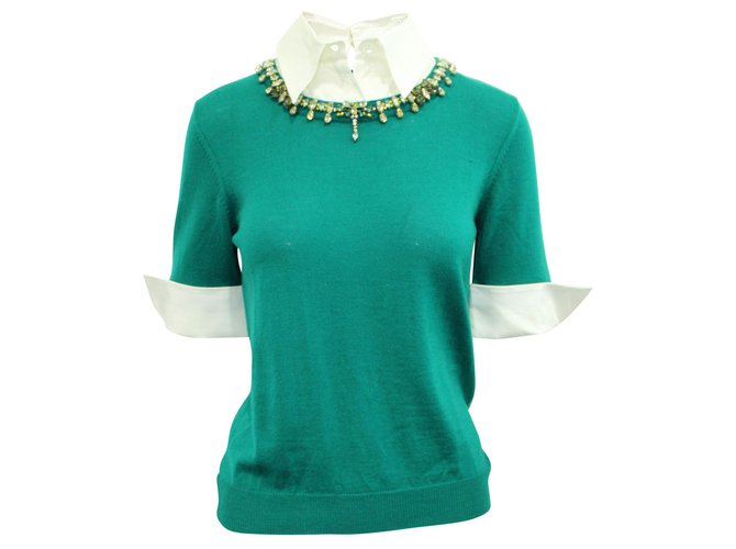 Mary Katrantzou Green Wool Sweater wit 