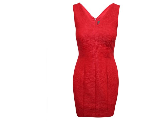 Calvin Klein Ärmelloses rotes Kleid Polyester  ref.308054
