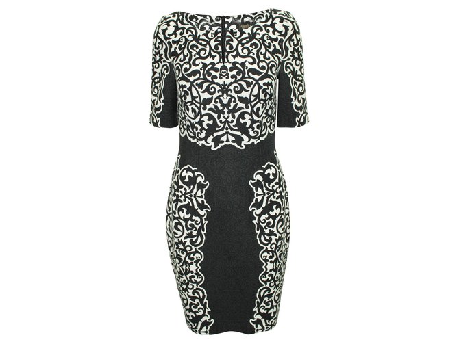 Autre Marque Black and White Print Dress Polyester  ref.308088