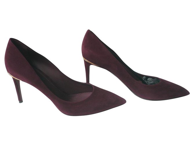 LOUIS VUITTON Burgundy suede heels T38,5 It Dark red Deerskin  ref.308258